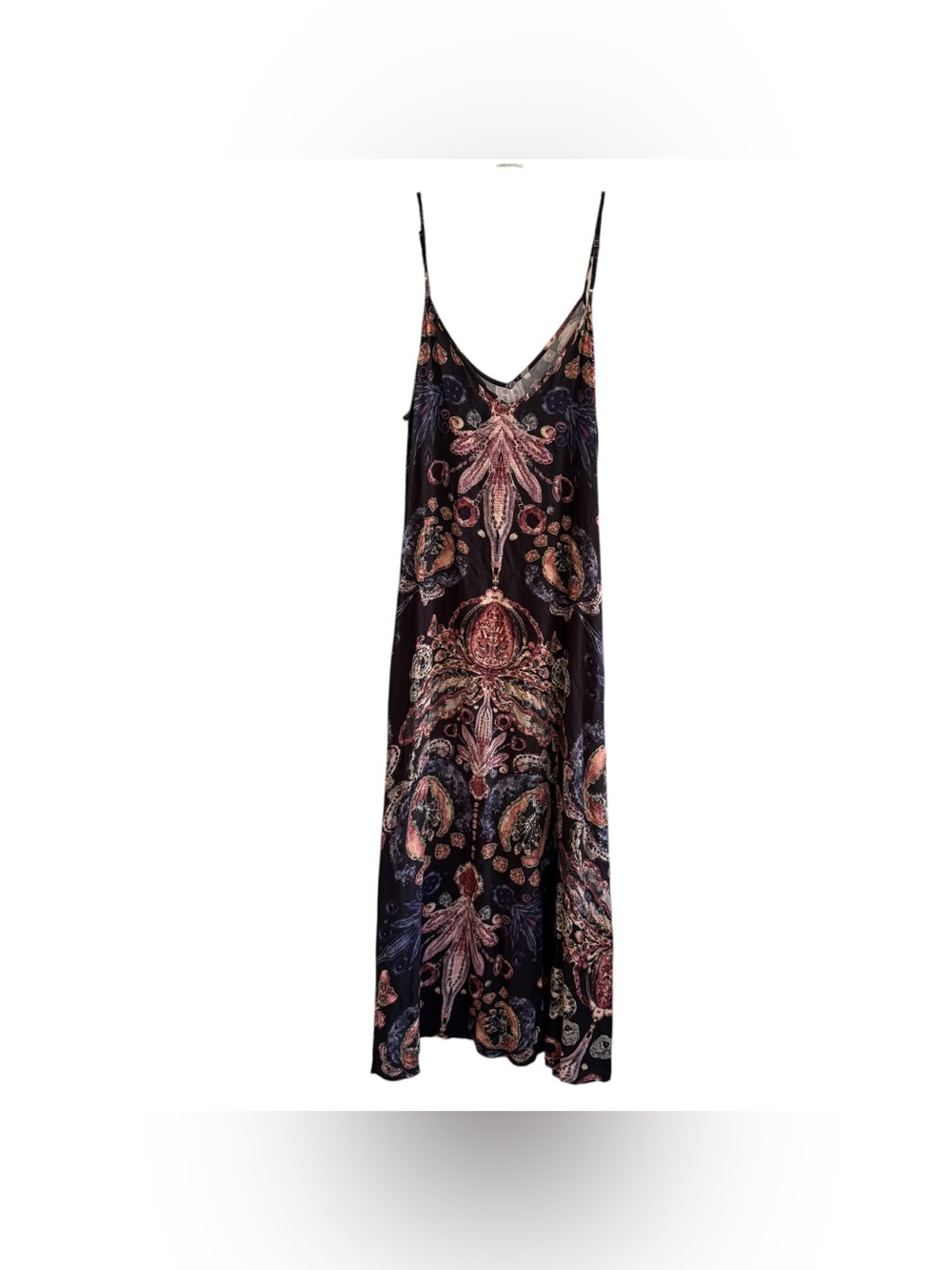 NATURAL LIFE Black Gracie Maxi Slip Dress V-neck Whimsigoth Dark Botanical L - Picture 7 of 11